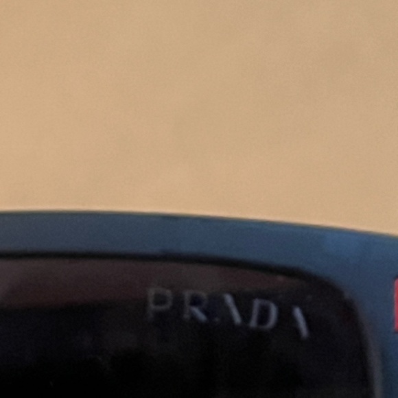 Prada PS 02ZS Men's Rectangular Polarised Sunglasses Black/Red - Picture 5 of 15